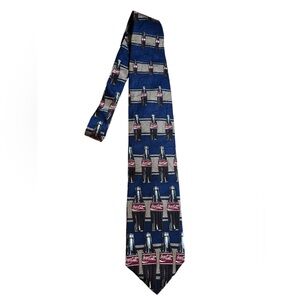 Coca Cola Necktie Tie Coke Bottles 100% Silk 57” Length Office Business casual